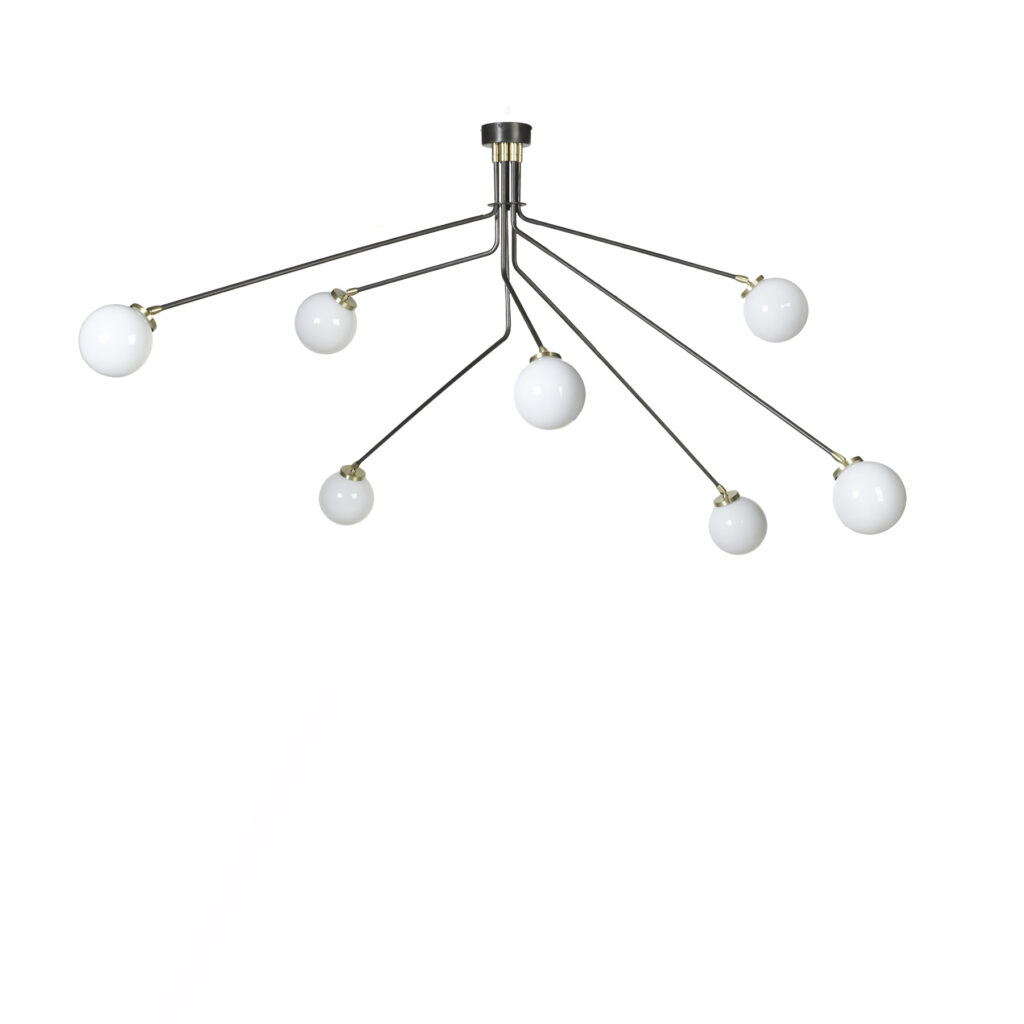 ARRAY PENDANT MEDIUM satin brass details and shiny opal glass, D172xH80cm