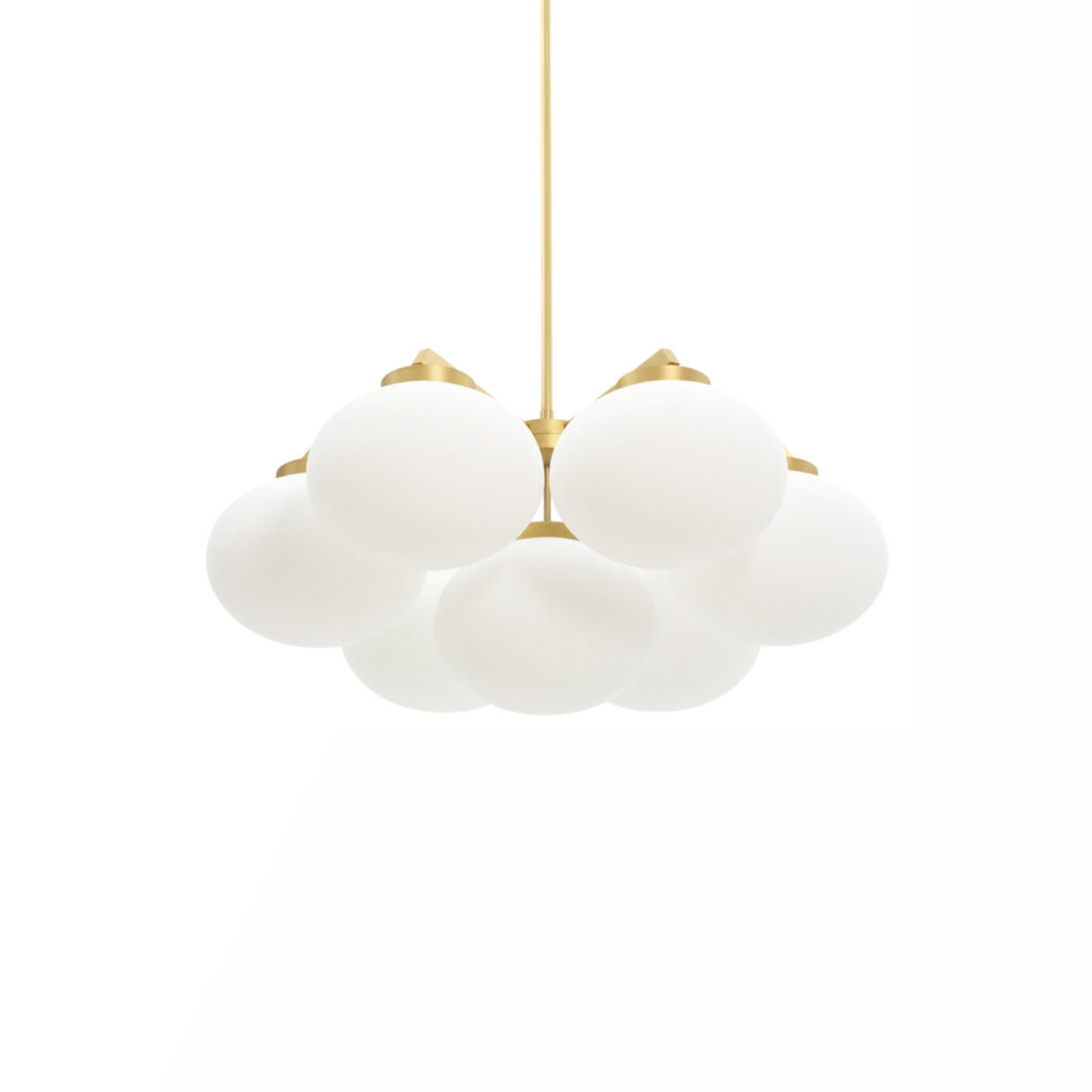 CLOUDESLEY CHANDELIER MEDIUM satin brass with matt opal glass, D92xH45cm