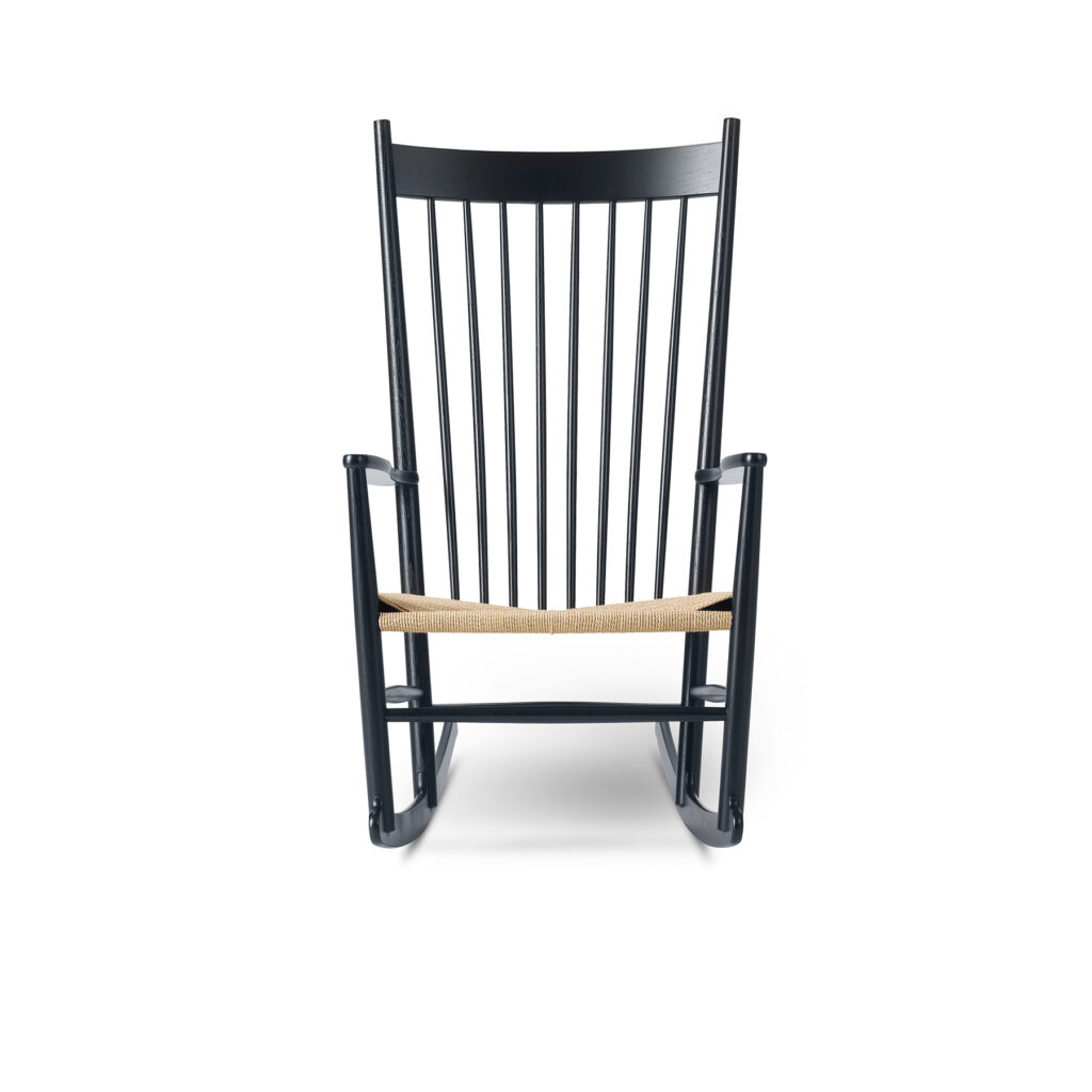 J16 Rocking chair, Oak black lacquer, Natural paper cord