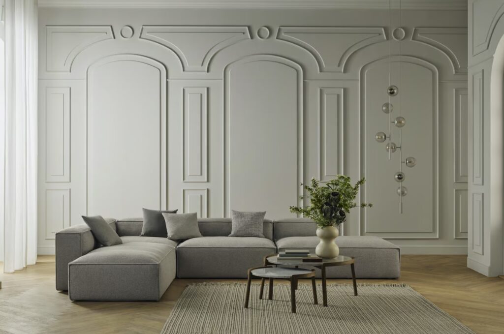 Cosima 2 Modules depth 120 cm with small corner, Removable fabric, Nantes, Sand