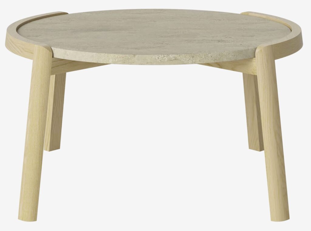 Mix Coffee Table D65 cm, Jura Grey marble, White oiled oak