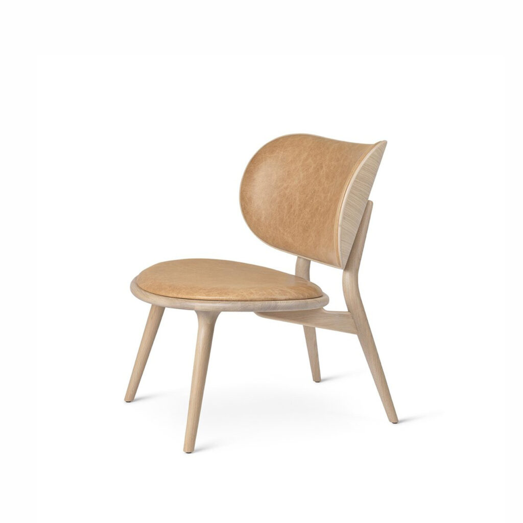 The Lounge Chair, Sirka Grey Stained Solid Oak, Black leather seat