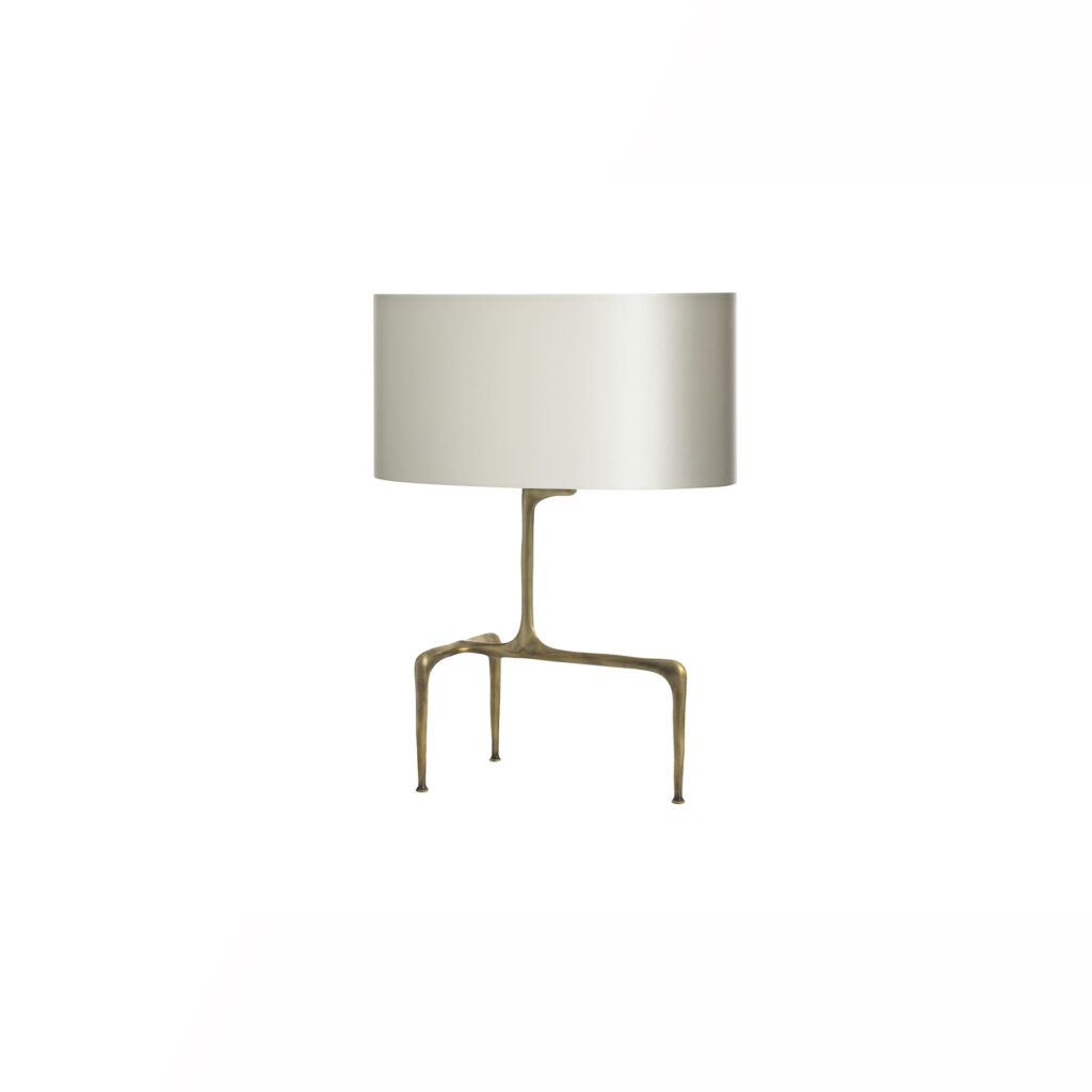 BRAQUE TABLE antique bronze base with dove grey shade, 40x25xH54cm