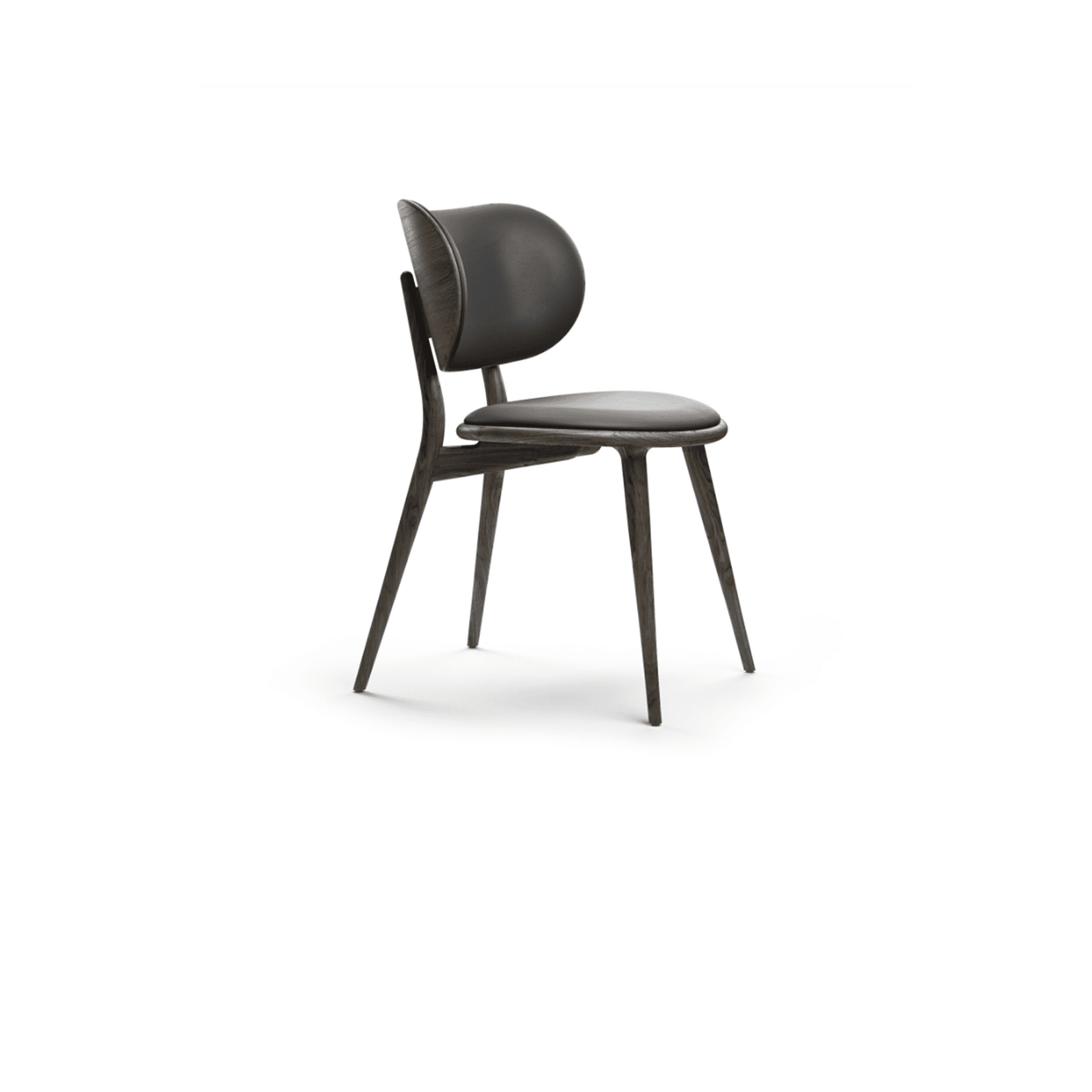 The Dining Chair, Sirka Grey Stained Solid Oak, Black leather seat