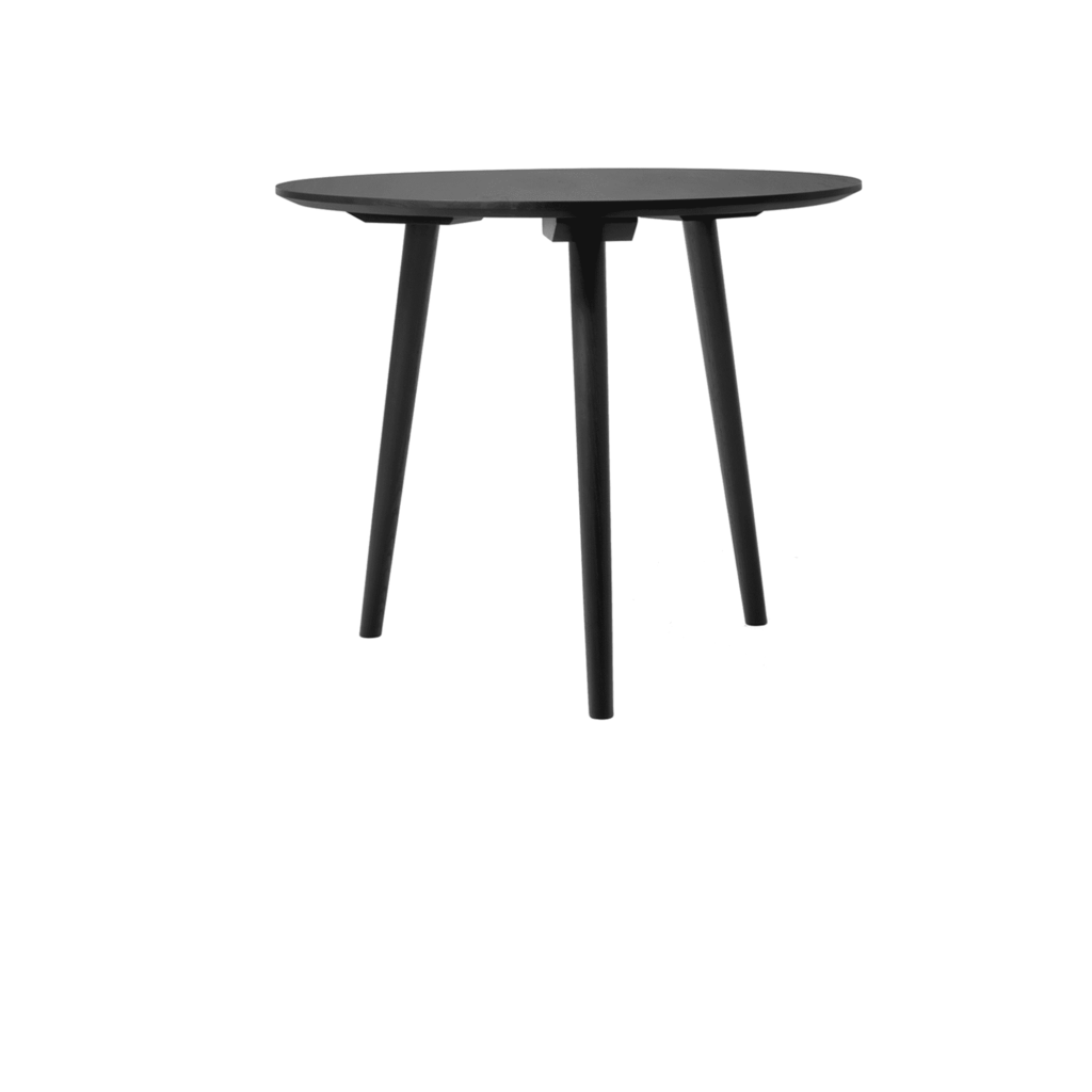 In Between Dining Table SK3 D90 H73 cm Black lacquered oak legs 3 legs Linoleum