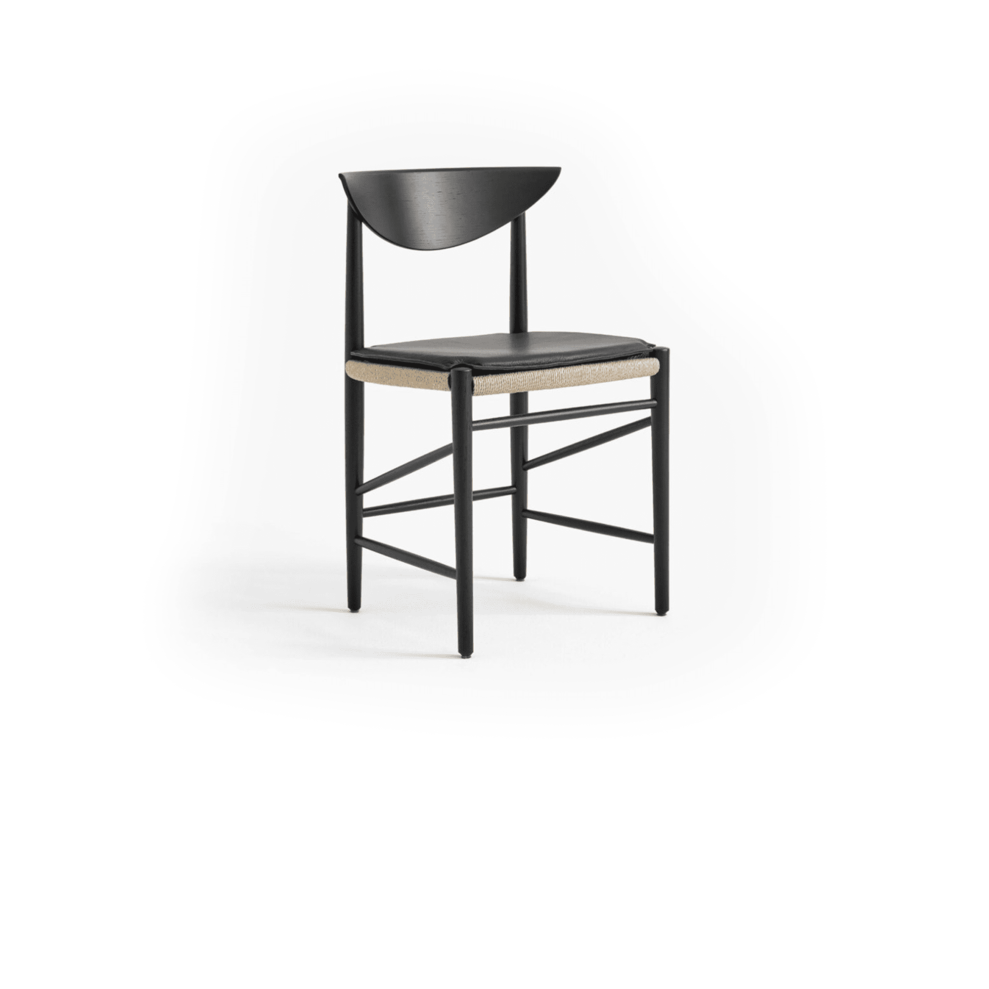Drawn Side Chair HM3 Black lacquered oak Plastic gliders