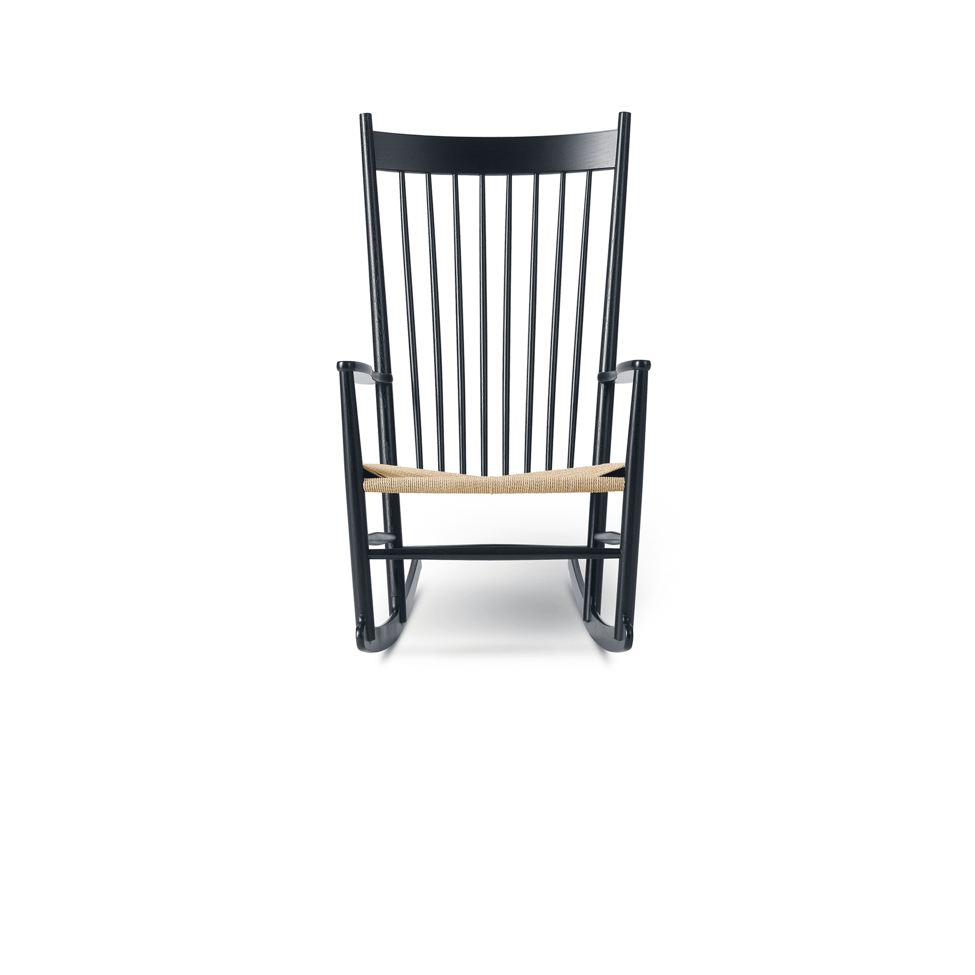 J16 Rocking chair, Oak black lacquer, Natural paper cord