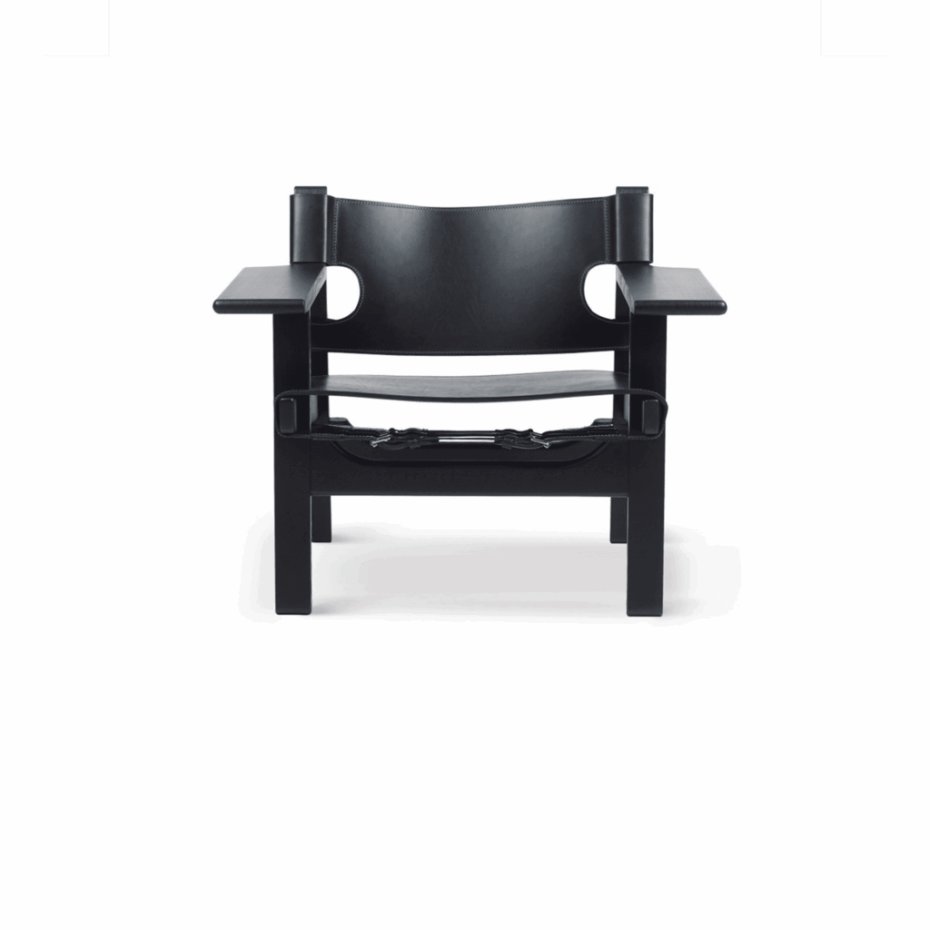 The Spanish Chair, Lounge, Oak black lacquered, Leather, black