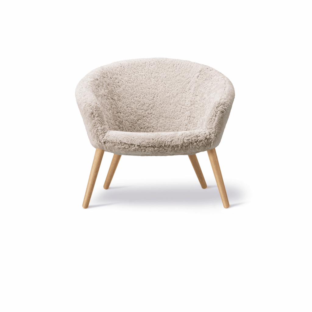 Ditzel Lounge Chair, Sheepskin Moonlight, Oak oil