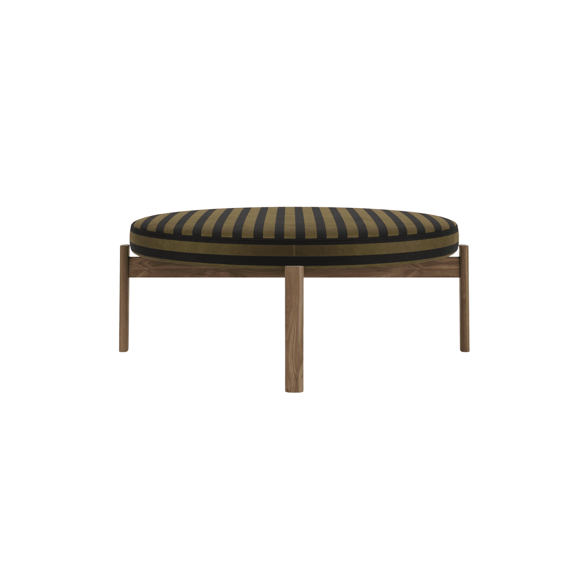 PASSAGE POUF, WALNUT BASE, SEAT UPHOLST WITH PC0T