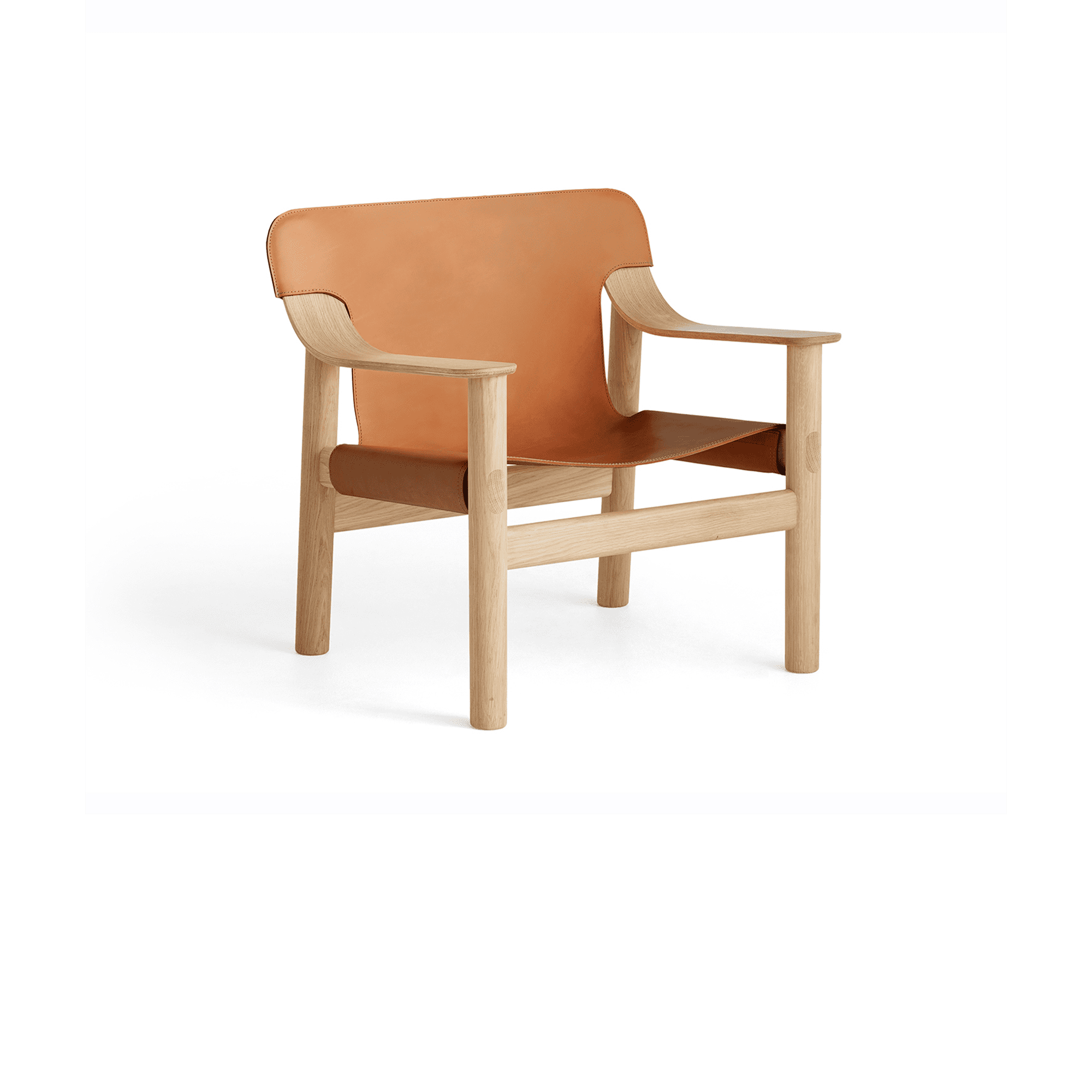 Bernard lounge chair, Brandy leather, solid oak