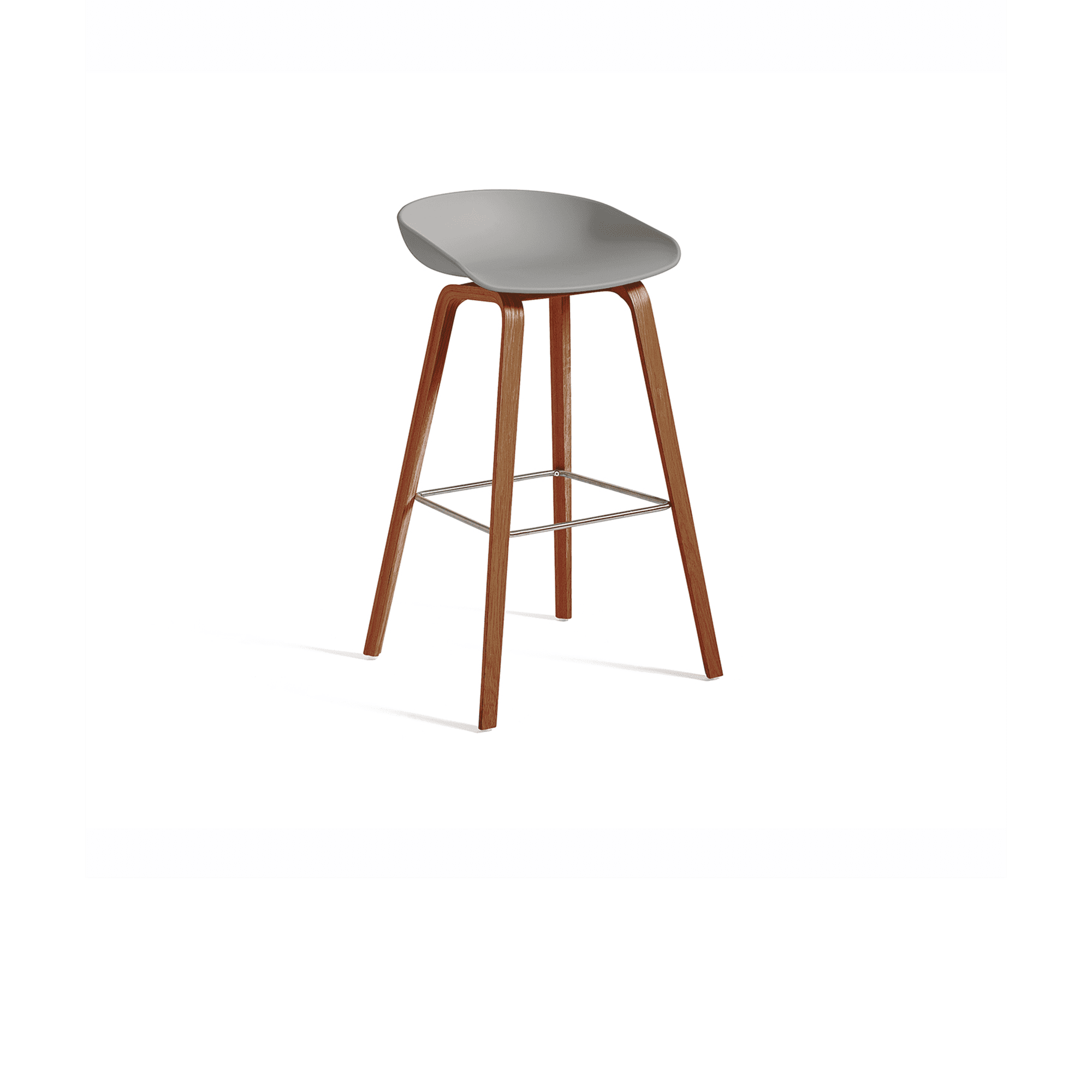 AAS 32 Stool, Grey seat, Walnut legs, H75cm