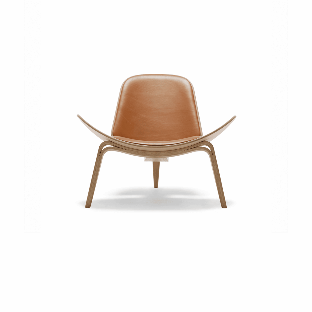 CH07 Shell Lounge Chair, Oil Oak/leather group A