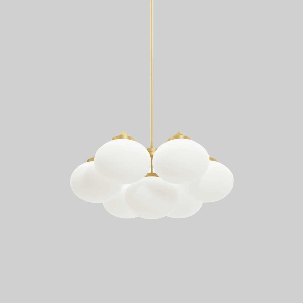 CLOUDESLEY CHANDELIER MEDIUM satin brass with matt opal glass, D92xH45cm